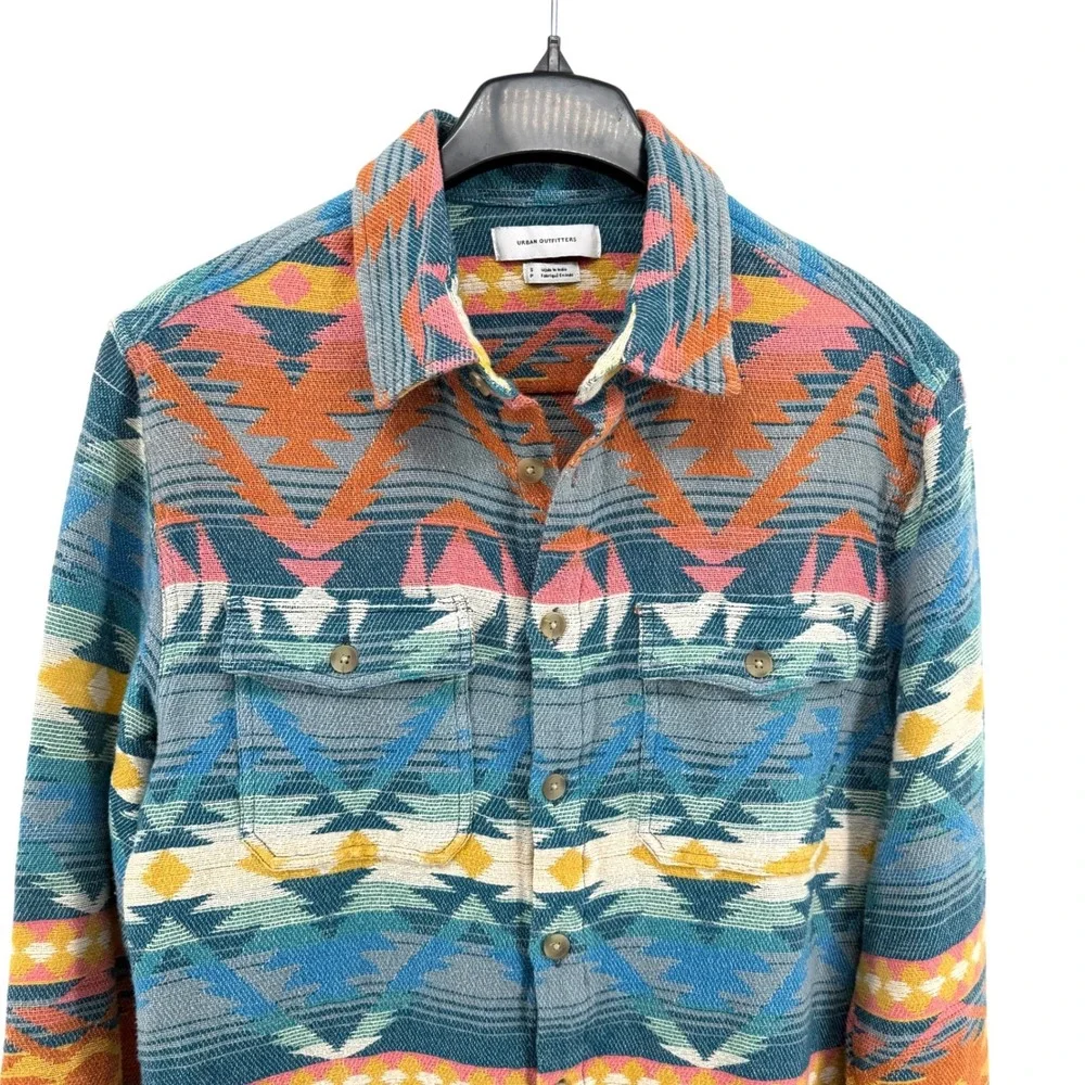 Urban Outfitters Mens Small Pre-Owned Southwestern Aztec 100% Cotton Shirt - Picture 4 of 14